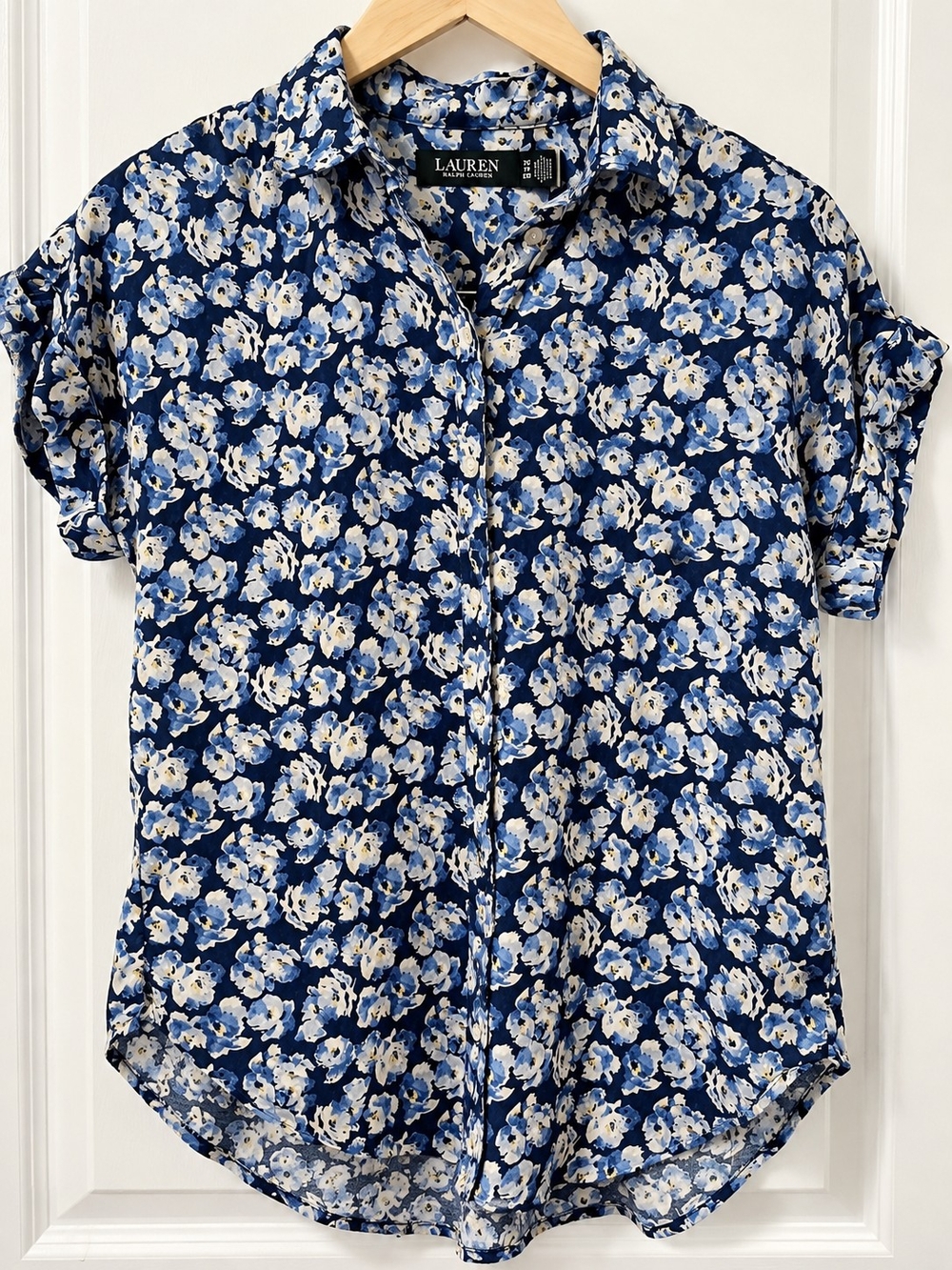 Ralph Lauren Navy & White Floral Short-Sleeve Button-Down Shirt